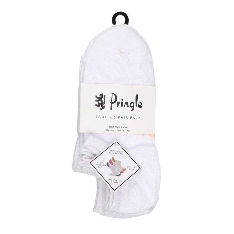 プリングル レディース アンダーウェア 靴下 Pringle Pringle 5 Pack Trainer Sock Ladies White ホワイト