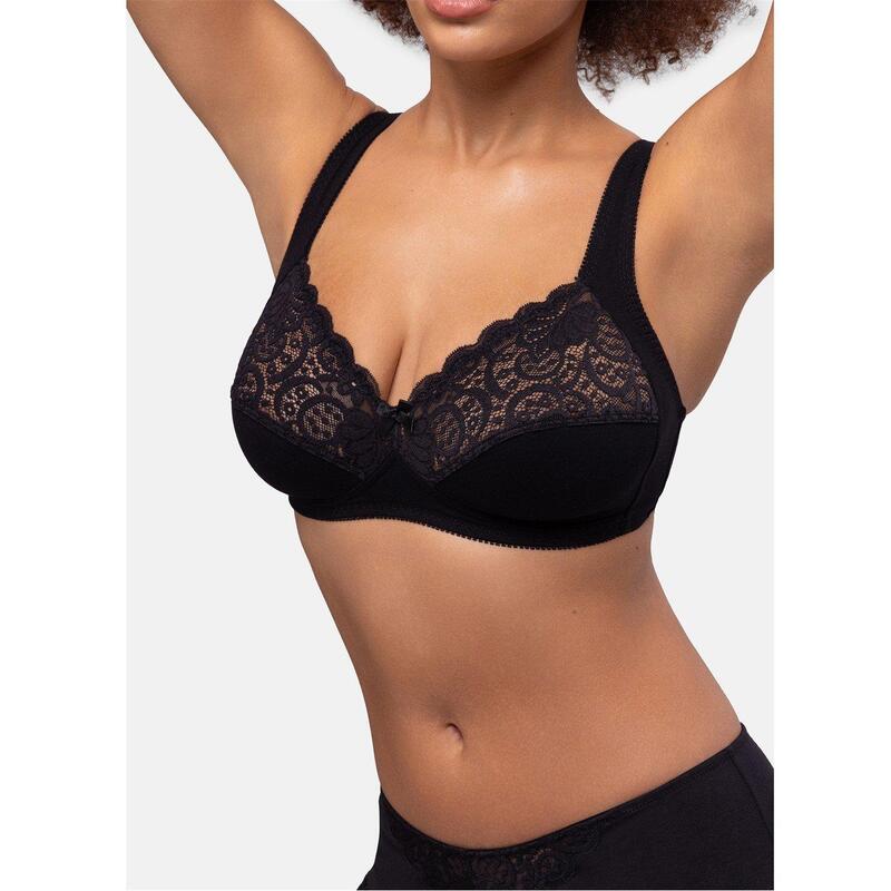 ドリーナ レディース アンダー御召しもの ブラ 綿織物 Dorina Georgina Cotton Wireless Bra Black 黒いこと