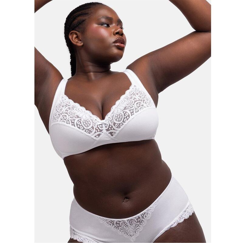 ドリーナ レディース アンダー御召しもの ブラ 綿織物 Dorina Georgina Cotton Wireless Bra White 白いこと