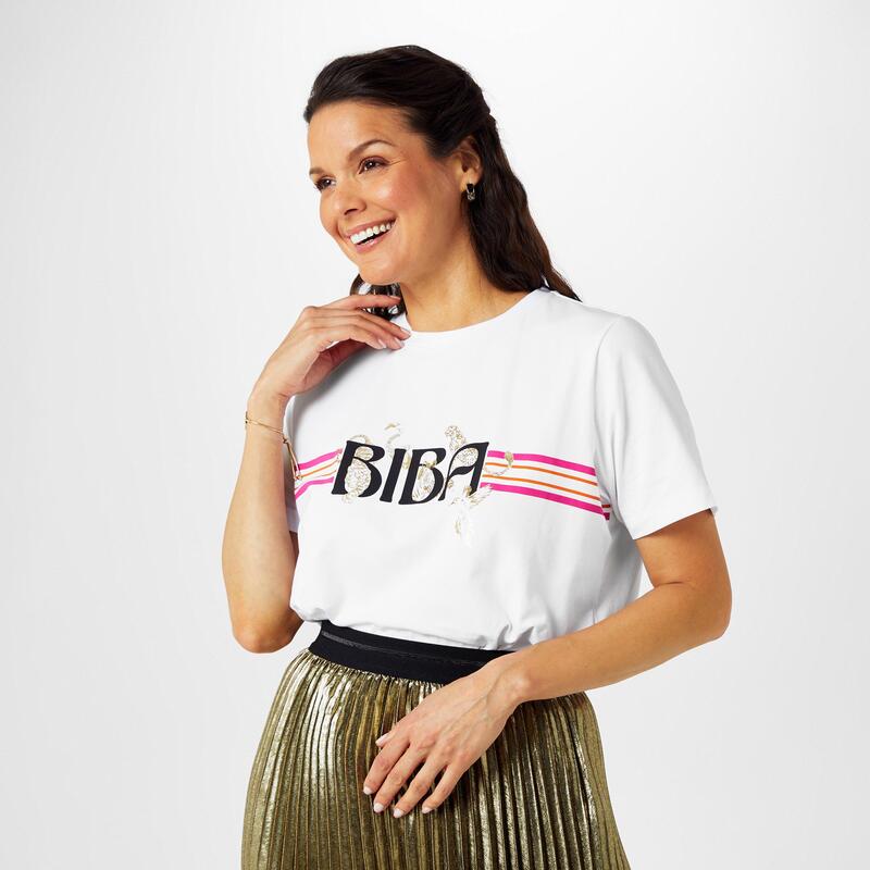 ビバ レディース トップス シャツ Tシャツ ロゴ Biba Logo T-Shirt Animal White ホワイト