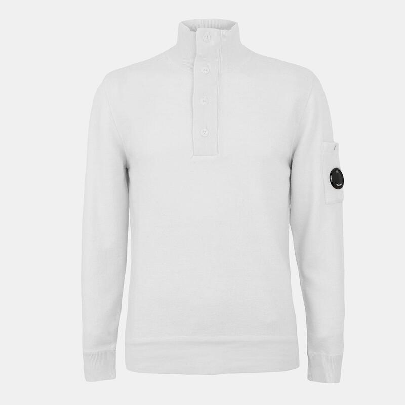 シーピーカンパニー メンズ アウター ニット・セーター クルーネック CP Company Men's Crew Neck Jumper Gauze White 103 ホワイト｜ReVida 店