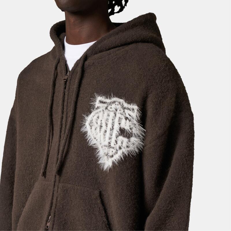 ザ クチュール 野球クラブ メンズ アウター パーカー・スウェット 編み物 The Couture Club Mens Fluffy Knit Zip Hoodie Brown 赤銅色