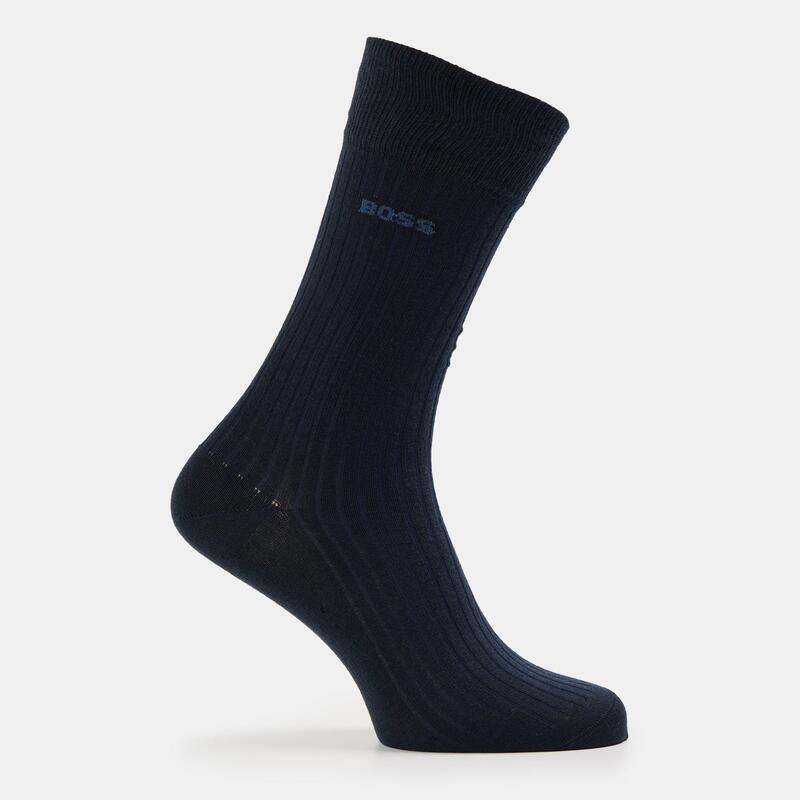 ボス メンズ アンダーウェア 靴下 Boss 3 Pack Rib Stripe Socks Dark Blue 401 ブルー