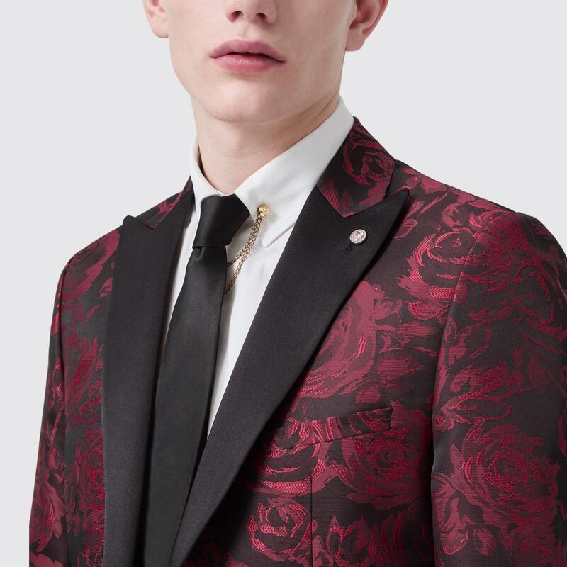 ツイステッド テイラー メンズ アウター ジャケット・ブルゾン スリムフィット Twisted Tailor Ersat Slim Fit Jacket Red Jacquard レッド