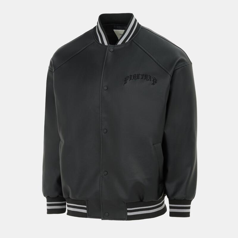 ファイヤートラップ メンズ アウター ジャケット・ブルゾン Firetrap Baseball PU Jacket Mens Black ブラック｜ReVida 店