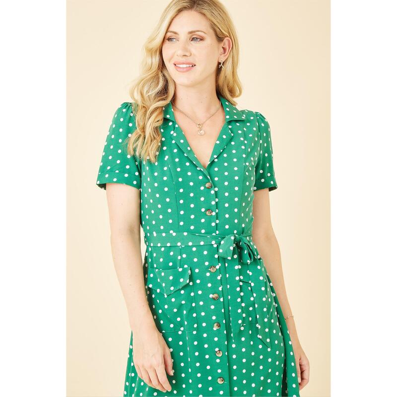 ユミキム レディース トップス ワンピース シャツ Yumi Green Spot Retro Shirt Dress Green グリーン