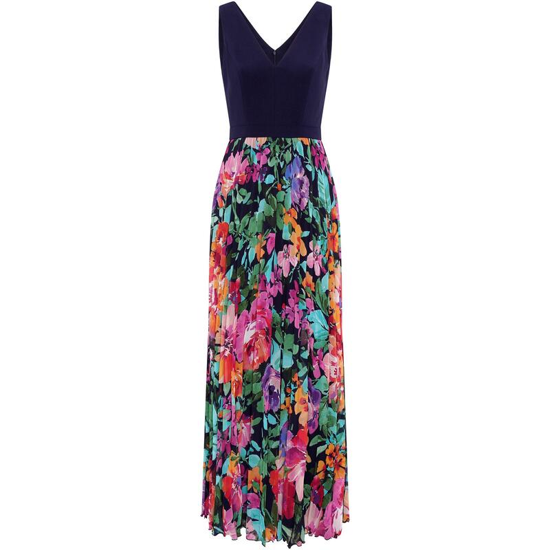 ジーナバッコーニ レディース ボトムスカート マキシワンピース プリーツ マキシ Gina Bacconi Mariella Maxi Dress With Pleated Skirt Navy / Multi ネイビー