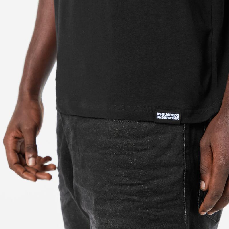 ディースクエアード メンズ トップス Tシャツ スリムフィット ロゴ DSquared2 Men's DSQ Band Logo Slim Fit-Shirt Black ブラック|ReVida 店
