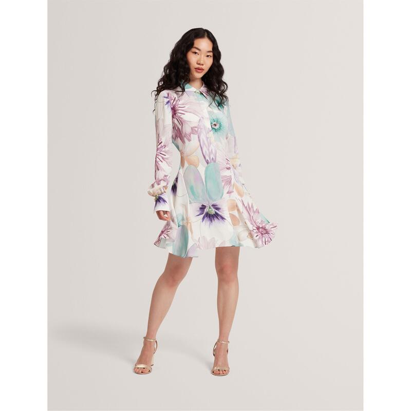 テッドベーカー レディース トップス シャツ ミニ Ted Baker Ted Mini shirt dress Ld54 White ホワイト｜ReVida 店
