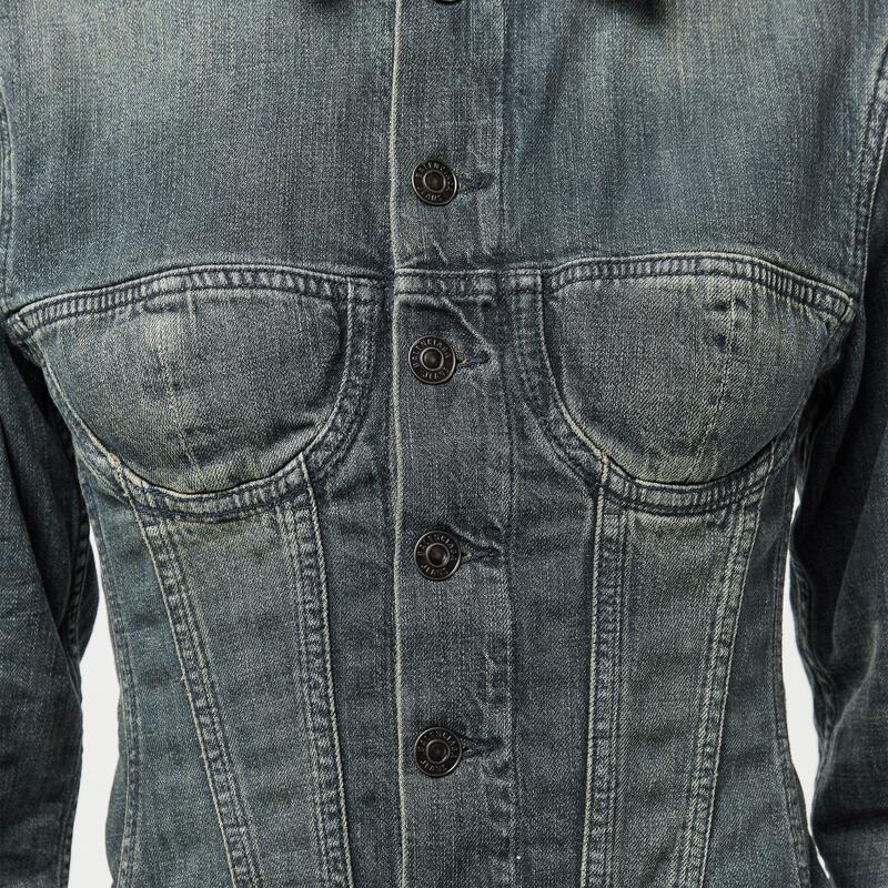 バレンシアガ レディース アウター 上衣・上衣 ジーンズ Balenciaga Women\u0027s Bal Corsetedenim Jacket Navy/Green 米国海軍