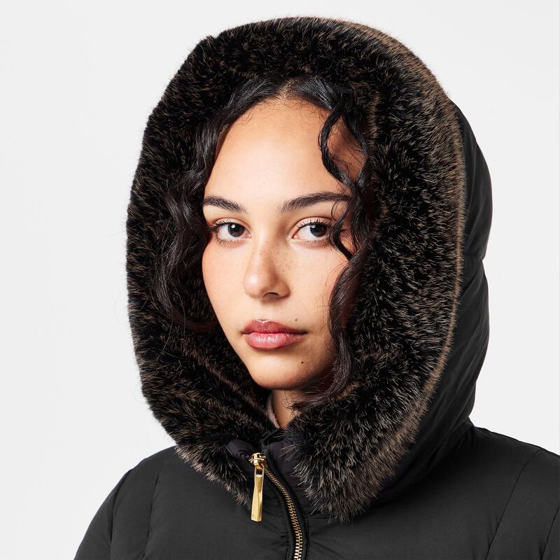 ダナキャラン レディース アウター ジャケット・ブルゾン Donna Karan Women's Long Puffer Jacket Black ブラック
