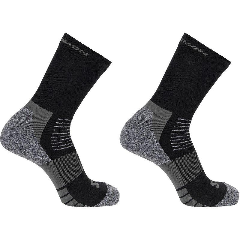 サロモン レディース アンダーお召しもの ソックス Salomon Merino Crew 2 Pack Walking Socks Womens Black/Grey 黒いこと