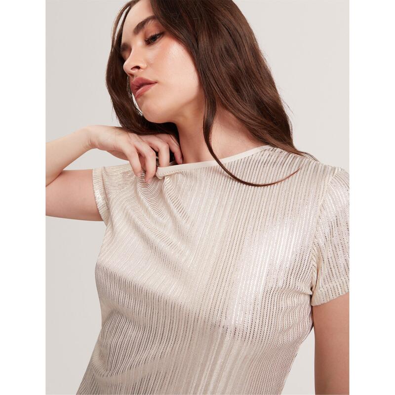テッドベーカー レディース トップス Tシャツ スリムフィットール Ted Baker Women's Metallic Slim Fit-Shirt Gold ゴールド