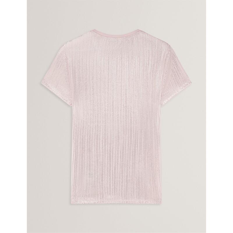 テッドベーカー レディース トップス Tシャツ スリムフィットール Ted Baker Women's Metallic Slim Fit-Shirt Lt-Pink ピンク
