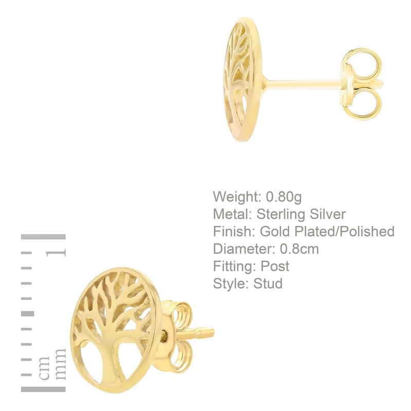ビー ユー レディース アクセサリー ピアス・イヤリング Be You Sterling Silver Gold Plated Tree of Life Studs Yellow Gold Pla イエロー