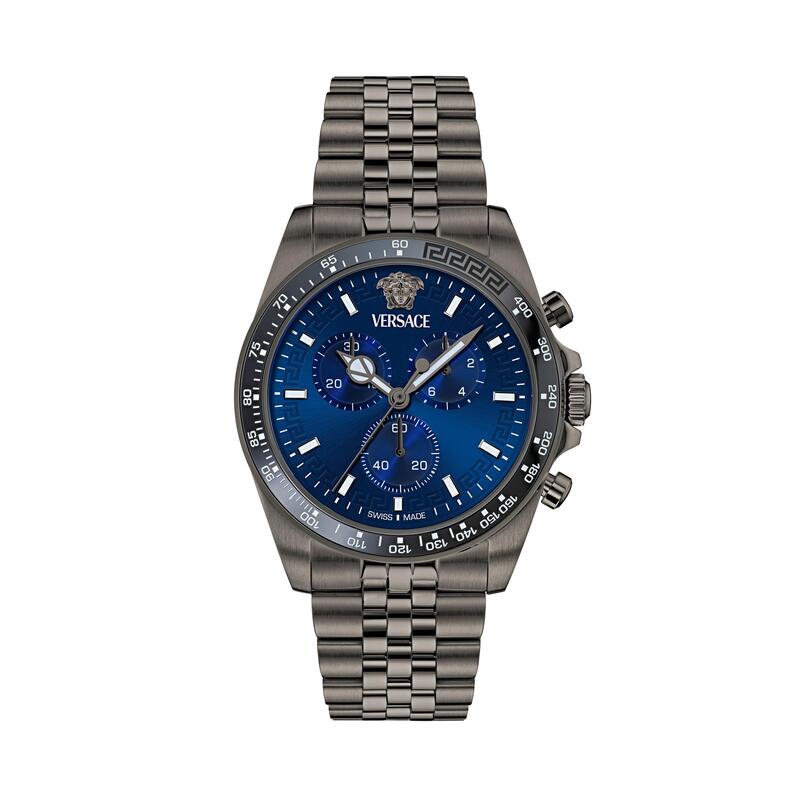 ヴェルサーチ メンズ 付属品 ウオッチ Versace Men\u0027s Analogue Quartz Watch Blue/Grey 薄墨色