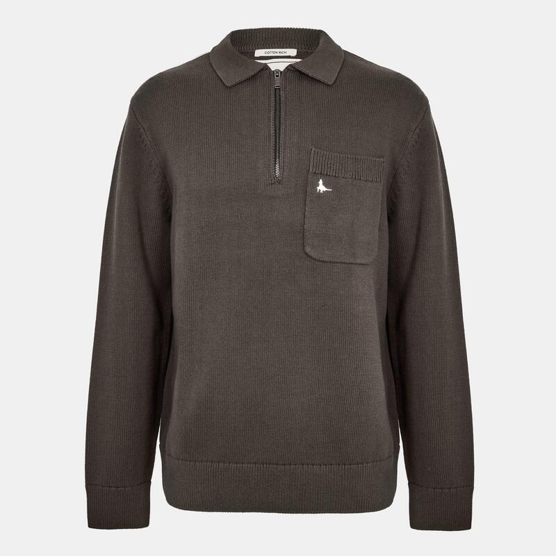 ジャック ウィルス メンズ アウター ニット・セーター ポロシャツ Jack Wills Long Sleeve Zip Knit Polo Iron