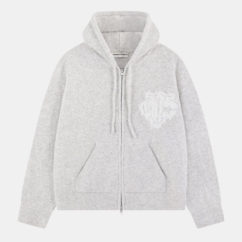 ザ クチュール 野球クラブ メンズ アウター パーカー・スウェット 編み物 The Couture Club Mens Fluffy Knit Zip Hoodie Grey 薄墨色