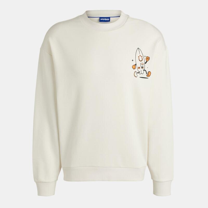 フューゴ メンズ アウター パーカー・スウェット クルーネック シャツ Hugo Men's Crew Neck Sweatshirt Open White 121 ホワイト