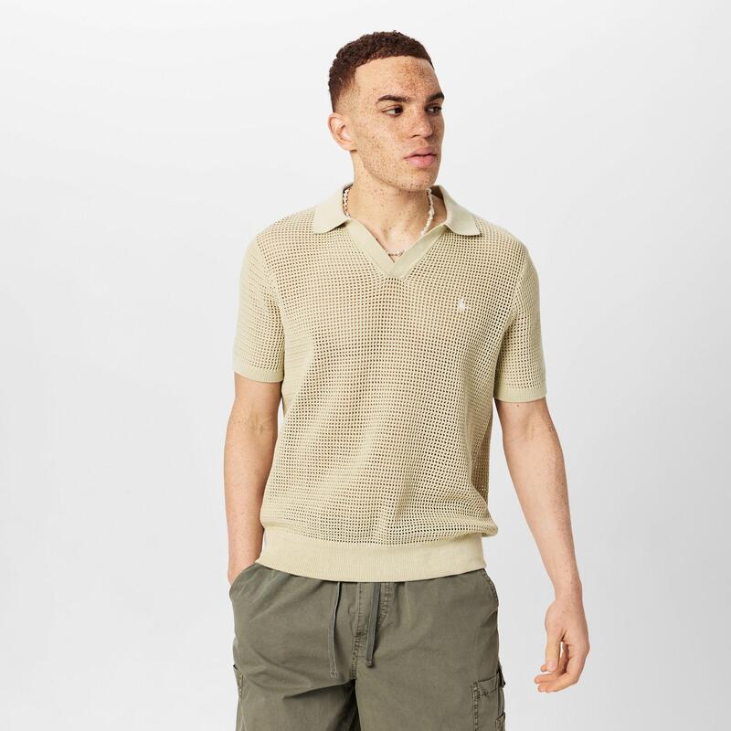 ジャック ウィルス メンズ トップス Tシャツ ポロシャツ 半袖 ニット Jack Wills Open Knit Short-Sleeve Polo Shirt Pistachio|ReVida 店