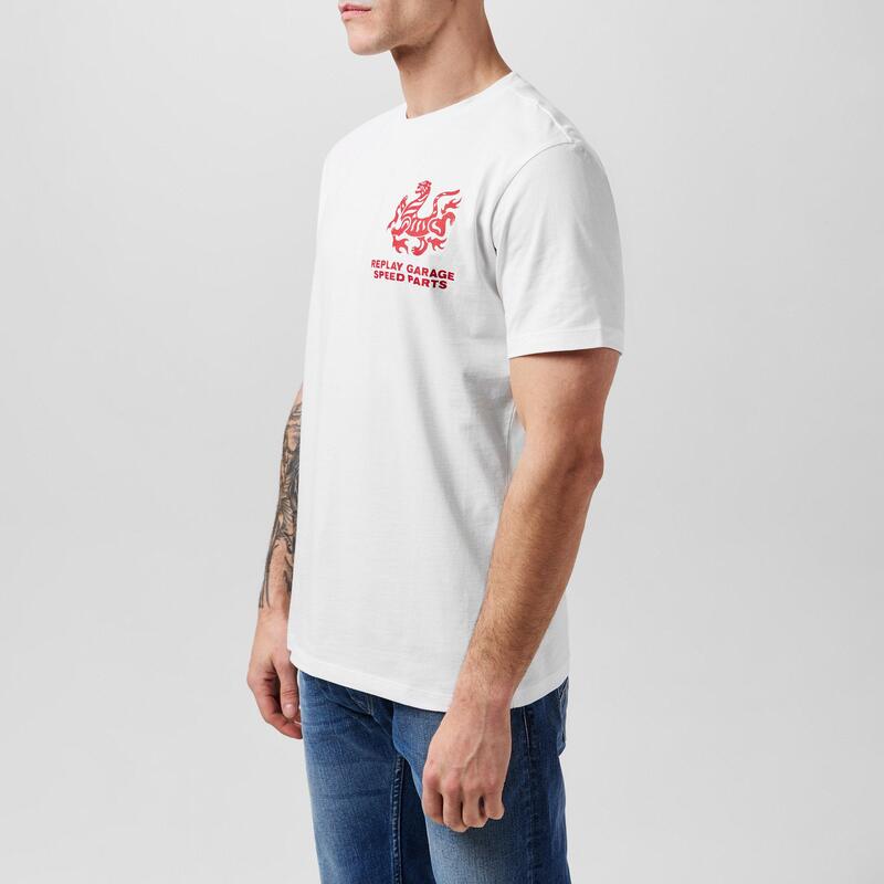 リプレイ メンズ トップス Tシャツ レギュラーフィット ロゴ Replay Men's Moto Square Logo Regular Fit-Shirt 011 White ホワイト 8,865円