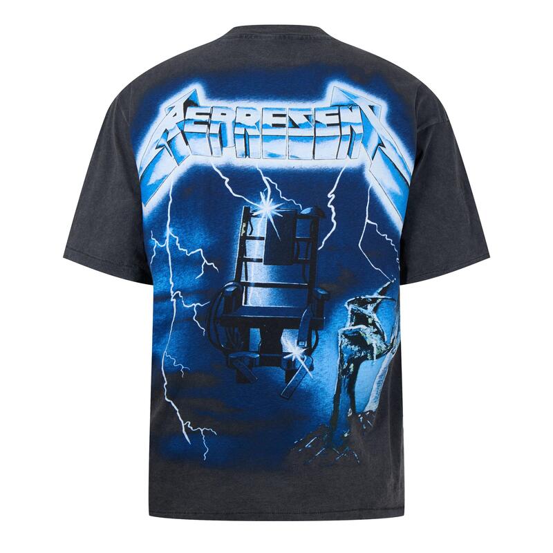 リプレゼント メンズ トップス Tシャツ プリントール Represent Men's Rep Lightning T-Shirt Centre Metallica Print Vintage Grey グレー