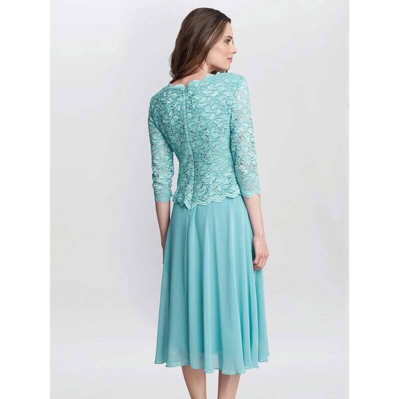 ジーナバッコーニ レディース トップス ワンピース シフォン ミディ スカート Gina Bacconi Rona Midi Dress with Chiffon Skirt Sea Mist