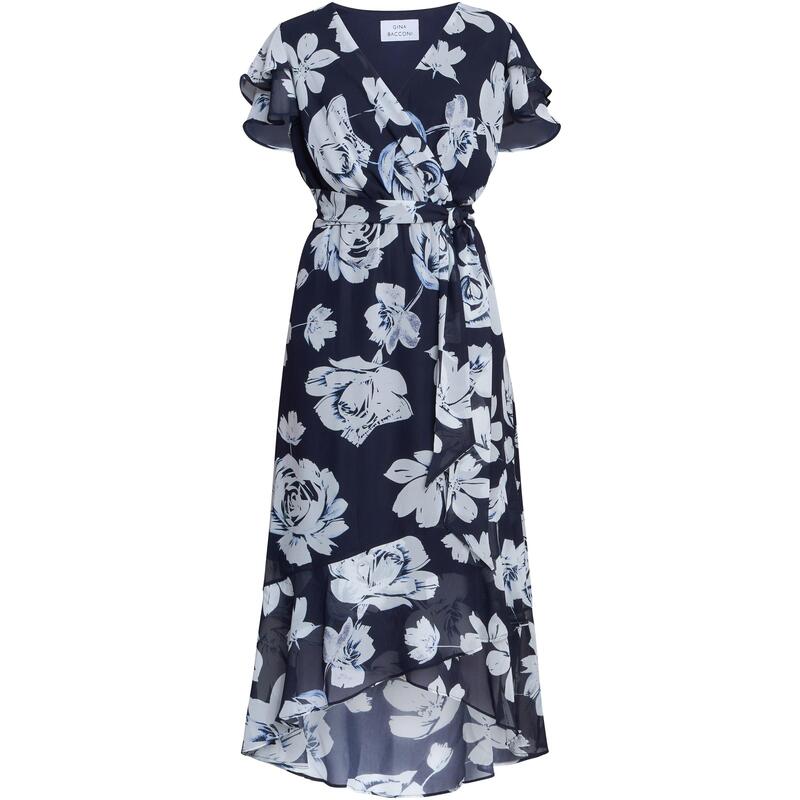 ジーナバッコーニ レディース トップス ワンピース シフォン フラワー柄 フラワー Gina Bacconi TERESA FLORAL CHIFFON DRESS Navy / Multi ネイビー