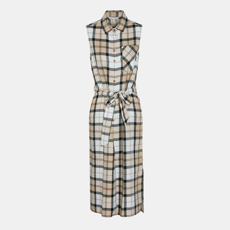 バブアー レディース トップス ワンピース ミディ Barbour Agnes Midi Dressafari D Tartan｜ReVida 店 23,532円