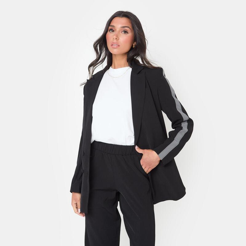 アイソウイットファースト レディース アウター 上衣・上衣 スポーツジャケット I Saw It First Side Stripe Soft Woven Blazer Black 黒いこと レディースファッション-コート・ジャケット