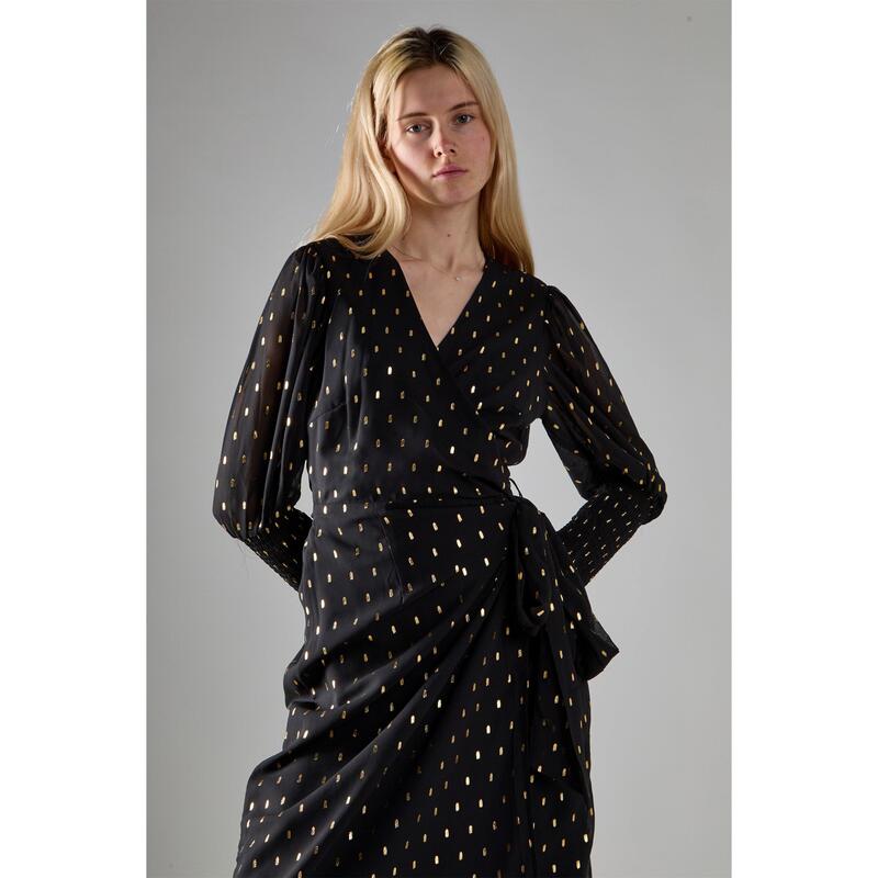 グラマラス レディース トップス ワンピース Glamorous with Gold Spot Long-Dress Black ブラック|ReVida 店
