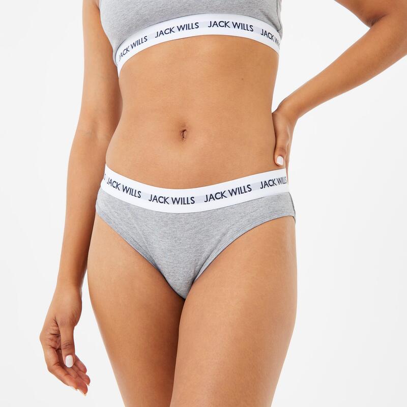 ジャック ウィルス レディース アンダーウェア パンツ Jack Wills Wilden Multipack Boy Pants 3 Pack Ladies Grey Marl グレー