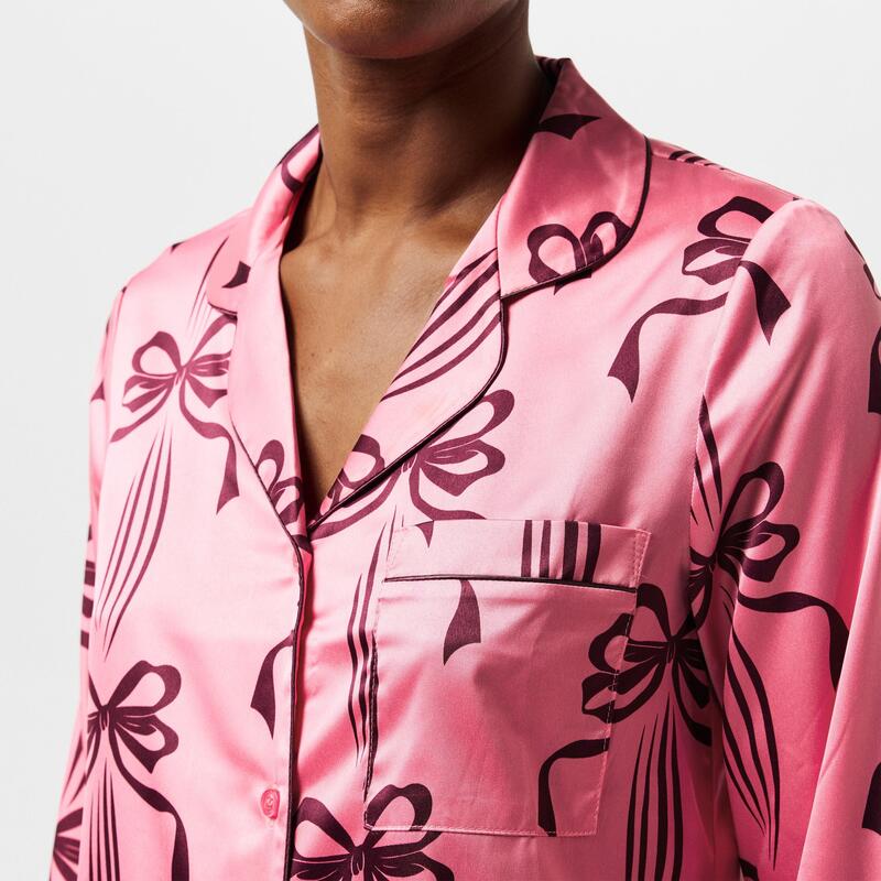 チェルシーピア レディース アンダー御召しもの ナイト爵御召しもの 刷り上げる Chelsea Peers Print Long Sleeve Pyjamaset Pin Bows