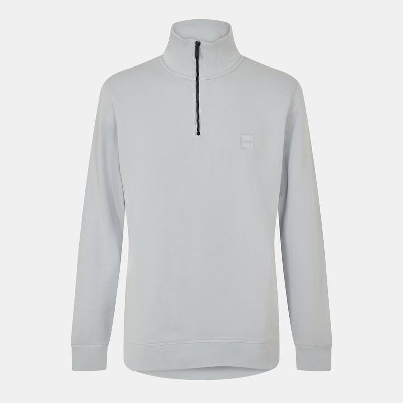 元締め メンズ アウター パーカー・スウェット パイル プルオーバー Boss Men\u0027s Zetrust Zip-Neck SofterryclOver Thead Sweatshirt Light/Pstl Grey 薄墨色