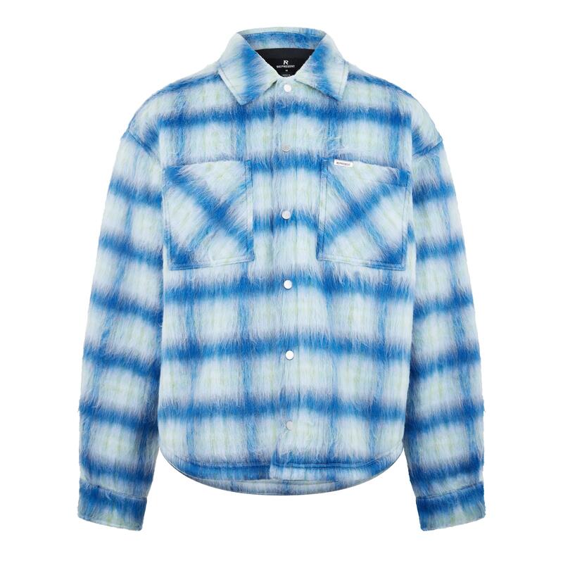 リプレゼント メンズ トップス シャツ Represent Men's Rep Textured Cheque Pattern Overshirt Electric Blue ブルー