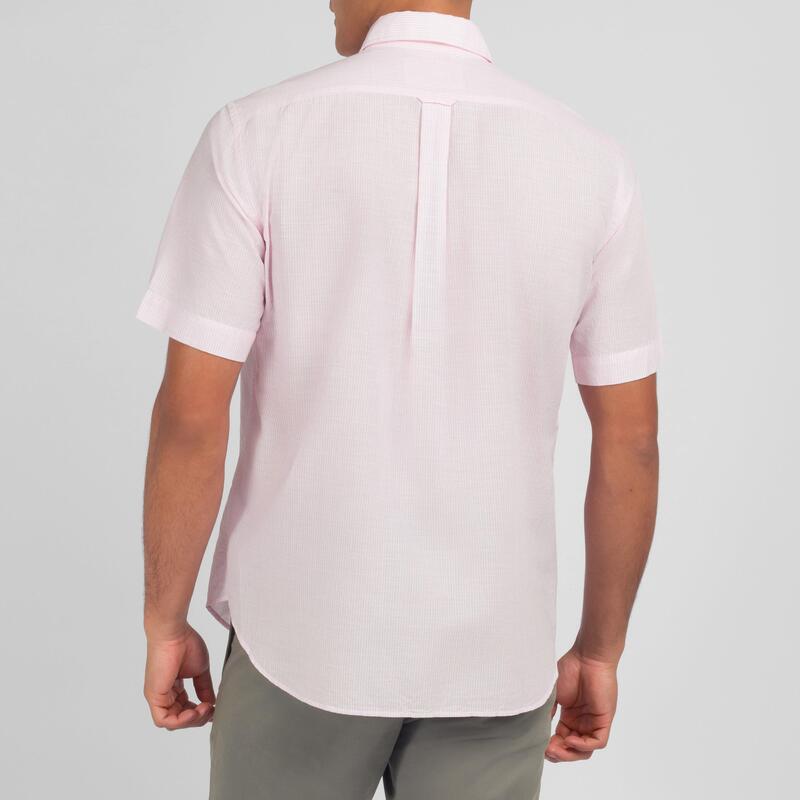 エデンパーク メンズ トップス シャツ コットン Eden Park Pink striped shirt in cotton dobby Rom ピンク|ReVida 店