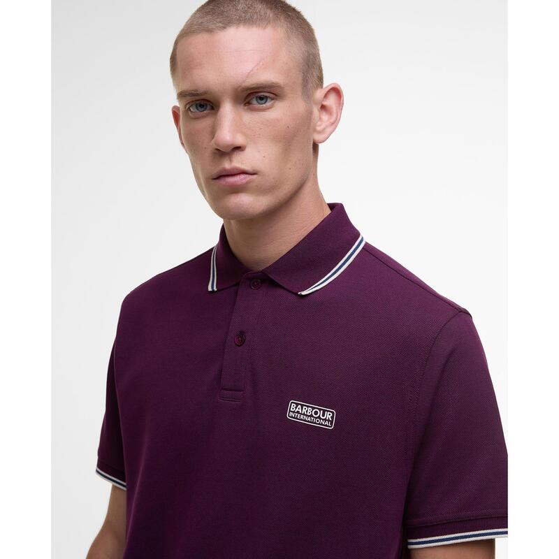 バブアー メンズ トップス ポロシャツ Barbour International Men's Tipped Short Sleeve Polo Shirt Pot Merlot PU99