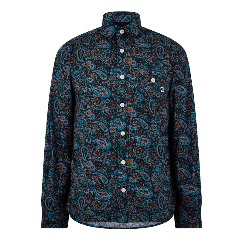 プレティグリーン メンズ トップス シャツ 長袖 Pretty Green Men's Wonderwall Paisley Long-Sleeve Patterned Shirt Dark Grey グレー