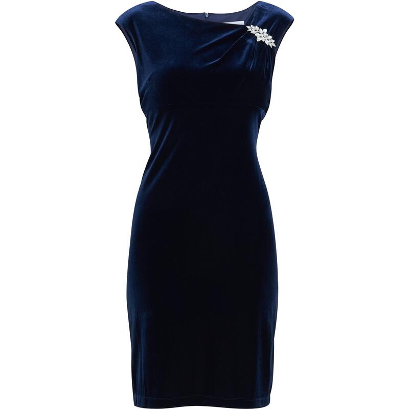 ジーナバッコーニ レディース トップス ワンピース ベルベット ノースリーブ Gina Bacconi Justine Sleeveless Velvet Dress Navy ネイビー