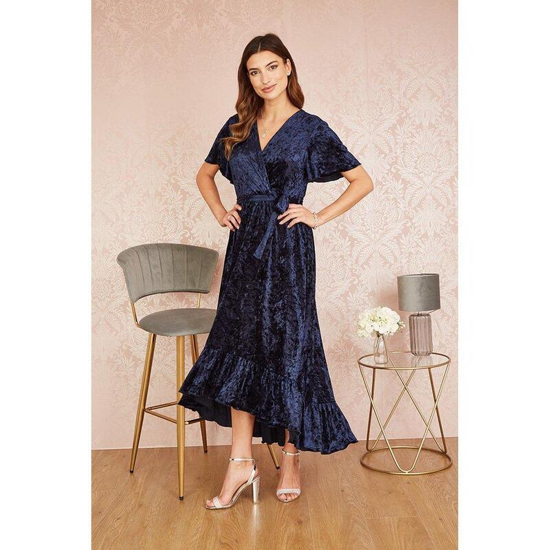 ユミキム レディース トップス 衣装 midi 天鵞絨 Yumi Navy Velvet Wrap Over Midi Dress Navy 米国海軍