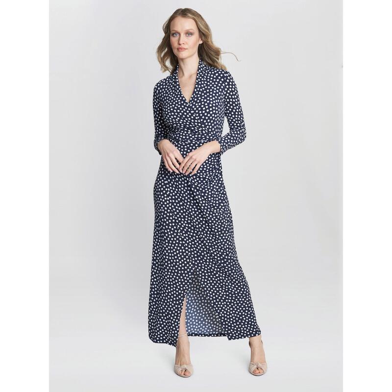 ジーナバッコーニ レディース トップス ワンピース ジャージー マキシ Gina Bacconi Jackie Jersey Wrap Maxi Dress Dark Navy / Whi ネイビー｜ReVida 店