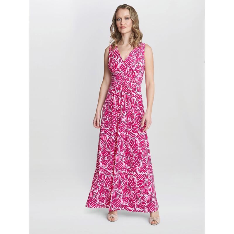 ジーナバッコーニ レディース トップス 衣装 ティーシャツ マキシ Gina Bacconi Lillian Jersey Maxi Dress Dark Pink/White 白いこと ワンピース-レディースファッション
