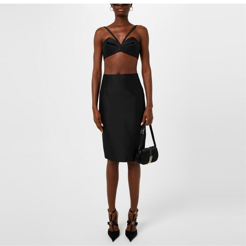 ヴェルサーチ レディース アンダー御召しもの ブラ Versace Sculpted Bralette Black 黒いこと