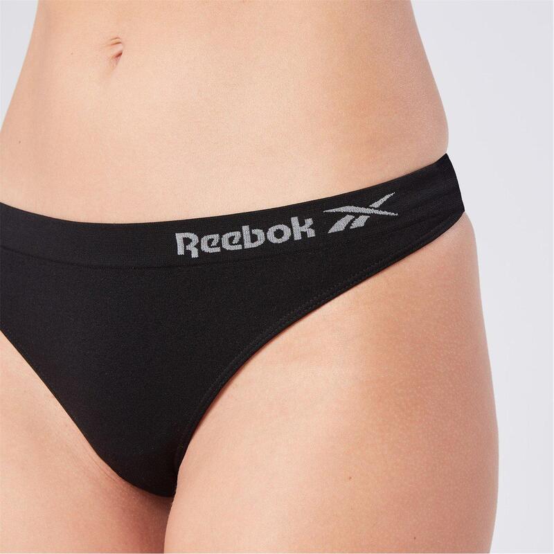 リーボック レディース アンダー御召しもの ズボン下 Reebok 3 Pack Womens Thongs Kali Black 黒いこと