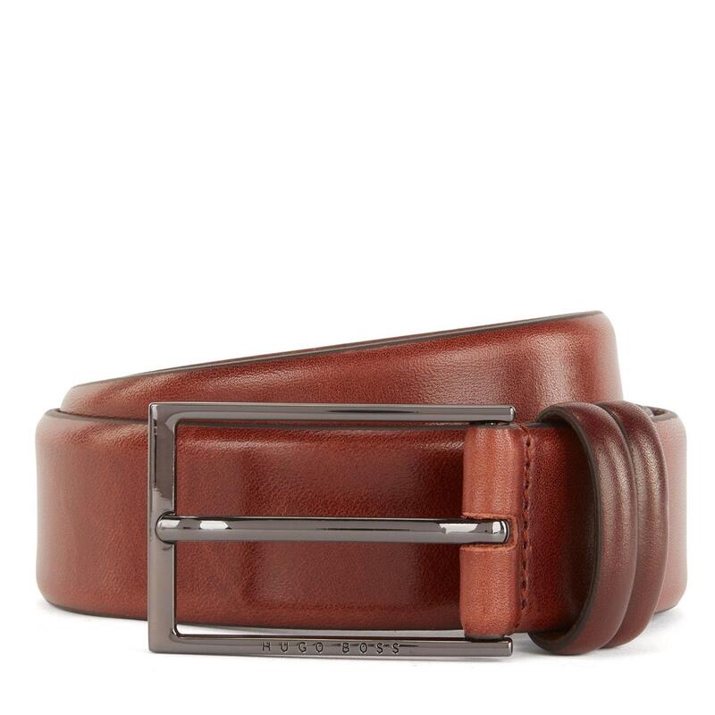 元締め メンズ 付属品 胴締め なめし革 Boss Carmello 10163489 01 Leather Belt Mens Medium Brown 赤銅色