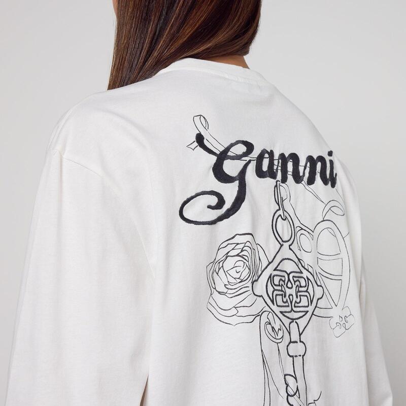 ガニー レディース トップス Tシャツ Ganni Charm L/S Tee Ld99 Egret｜ReVida 店