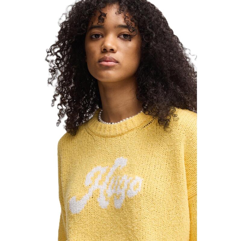 フューゴ レディース アウター パーカー・スウェット シャツ Hugo Sareedi 10271071 01 Sweatshirt Womens Medium Yellow イエロー