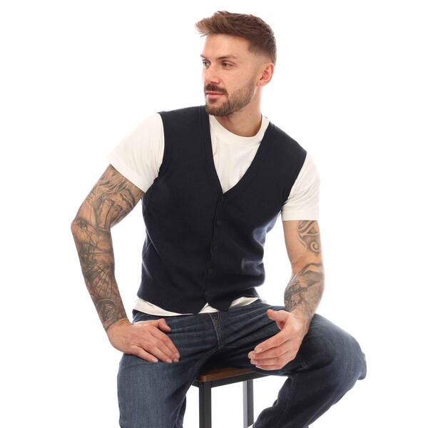 ボス メンズ アウター ニット・セーター ベスト Boss Kortility Vest Dark Blue ブルー｜ReVida 店