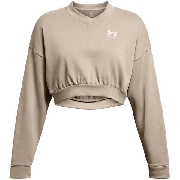 アンダーアーマー レディース アウター パーカー・スウェット パイル シャツ クロップド Under Armourival Terry Crew Cropped Sweatshirt Brown ブラウン