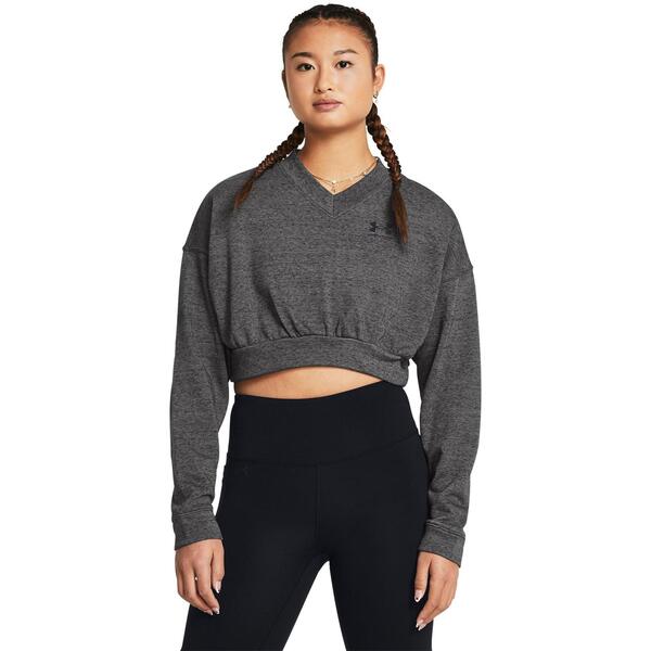 アンダーアーマー レディース アウター パーカー・スウェット パイル シャツ クロップド Under Armourival Terry Crew Cropped Sweatshirt Gray グレー
